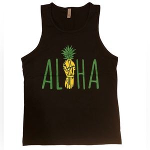 Pineapple Aloha | triathlon | Soft Poly/Cotton Unisex Black Tank Top